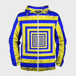 Ветровка с капюшоном мужская Квадраты уходящие в даль, цвет: 3D-белый