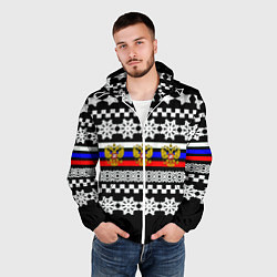 Ветровка с капюшоном мужская Rusiia winter pattern, цвет: 3D-белый — фото 2