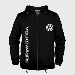 Ветровка с капюшоном мужская Volkswagen logo white, цвет: 3D-черный