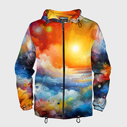 Мужская ветровка Закат солнца - разноцветные облака