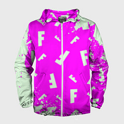 Ветровка с капюшоном мужская Fortnite pattern pink, цвет: 3D-белый