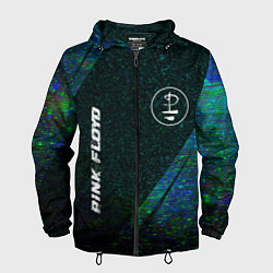 Ветровка с капюшоном мужская Pink Floyd glitch blue, цвет: 3D-черный