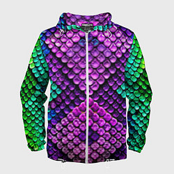 Мужская ветровка Фиолетовая текстурная кожа змеи