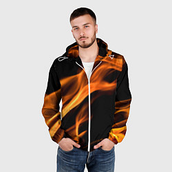 Ветровка с капюшоном мужская Языки пламени текстура, цвет: 3D-белый — фото 2