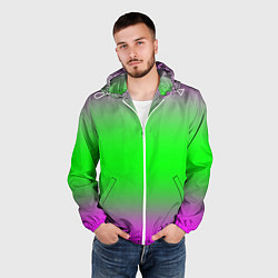 Ветровка с капюшоном мужская Градиент текстура, цвет: 3D-белый — фото 2