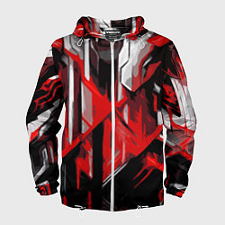 Мужская ветровка Red and white abstraction on a black background