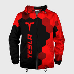 Мужская ветровка Tesla - red gradient по-вертикали