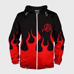 Ветровка с капюшоном мужская Linkin park logo fire, цвет: 3D-белый