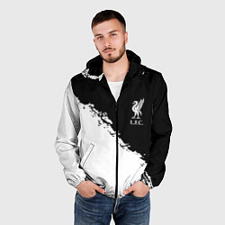Ветровка с капюшоном мужская Liverpool fc белые краски, цвет: 3D-черный — фото 2