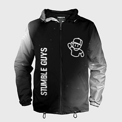 Ветровка с капюшоном мужская Stumble Guys glitch на темном фоне вертикально, цвет: 3D-черный