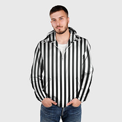 Ветровка с капюшоном мужская Полоски - Битлджус, цвет: 3D-белый — фото 2