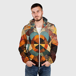 Ветровка с капюшоном мужская Винтажная мозайка, цвет: 3D-белый — фото 2