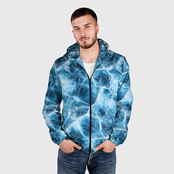 Ветровка с капюшоном мужская Текстура льда, цвет: 3D-черный — фото 2