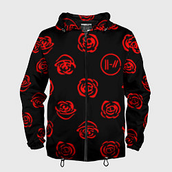 Ветровка с капюшоном мужская Twenty one pilots rose pattern, цвет: 3D-черный