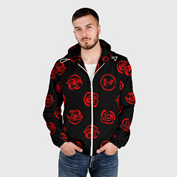 Ветровка с капюшоном мужская Twenty one pilots rose pattern, цвет: 3D-белый — фото 2