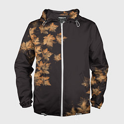 Ветровка с капюшоном мужская Осенние листья эффект, цвет: 3D-белый