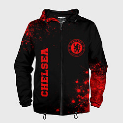 Ветровка с капюшоном мужская Chelsea - red gradient вертикально, цвет: 3D-черный