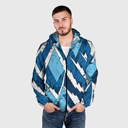 Ветровка с капюшоном мужская Геометрический камуфляж, цвет: 3D-черный — фото 2