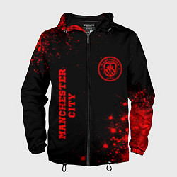 Ветровка с капюшоном мужская Manchester City - red gradient вертикально, цвет: 3D-черный
