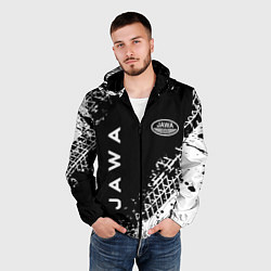 Ветровка с капюшоном мужская Jawa - следы от шин, цвет: 3D-черный — фото 2