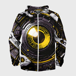 Ветровка с капюшоном мужская Жёлтая сфера киберпанк, цвет: 3D-белый