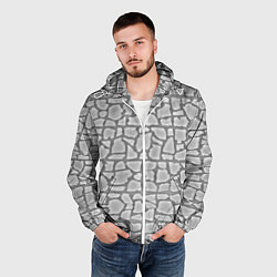 Ветровка с капюшоном мужская Штукатурка, цвет: 3D-белый — фото 2