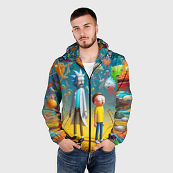 Ветровка с капюшоном мужская Рик и Морти - сюрреалистическая фантазия, цвет: 3D-черный — фото 2