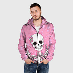 Ветровка с капюшоном мужская Скелет-милашка, цвет: 3D-черный — фото 2