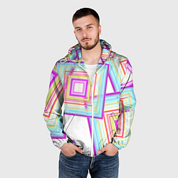 Ветровка с капюшоном мужская Абстрактные квадраты, цвет: 3D-белый — фото 2