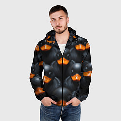 Ветровка с капюшоном мужская Черные уточки, цвет: 3D-черный — фото 2