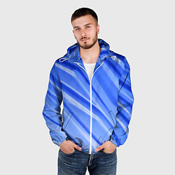 Ветровка с капюшоном мужская Синий пластик, цвет: 3D-белый — фото 2