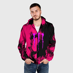 Ветровка с капюшоном мужская Monster energy fire pink, цвет: 3D-черный — фото 2