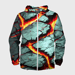 Ветровка с капюшоном мужская Треснувший камень жёлтый, цвет: 3D-белый