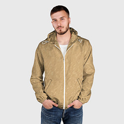 Ветровка с капюшоном мужская Песчаный бежевый текстурный, цвет: 3D-белый — фото 2