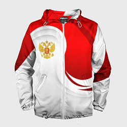 Ветровка с капюшоном мужская Россия - красный и белый, цвет: 3D-белый