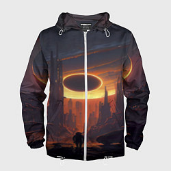 Ветровка с капюшоном мужская Космос - человек, цвет: 3D-белый