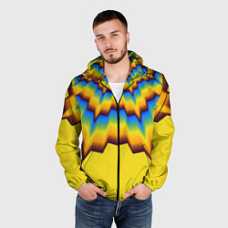 Ветровка с капюшоном мужская Узоры на желтом, цвет: 3D-черный — фото 2