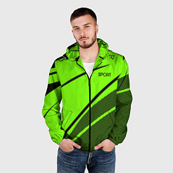 Ветровка с капюшоном мужская Sport ярко-зелёный с чёрным точечный, цвет: 3D-черный — фото 2