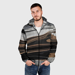 Ветровка с капюшоном мужская Движение песка, цвет: 3D-черный — фото 2