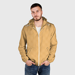 Ветровка с капюшоном мужская Песочный жёлто-бежевый однотонный текстура лоскуты, цвет: 3D-белый — фото 2