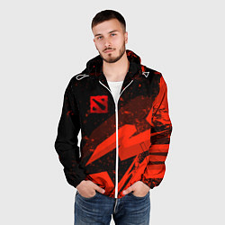 Ветровка с капюшоном мужская Dota 2 - красные брызги, цвет: 3D-белый — фото 2