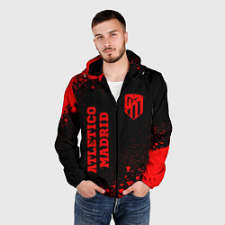 Ветровка с капюшоном мужская Atletico Madrid - red gradient вертикально, цвет: 3D-черный — фото 2