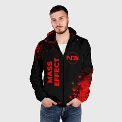 Ветровка с капюшоном мужская Mass Effect - red gradient вертикально, цвет: 3D-черный — фото 2