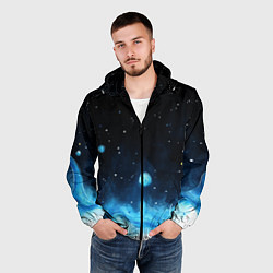 Ветровка с капюшоном мужская Синяя светящееся краска, цвет: 3D-черный — фото 2