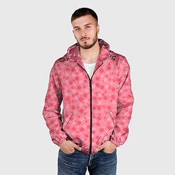 Ветровка с капюшоном мужская Красные коралловые пузыри, цвет: 3D-черный — фото 2