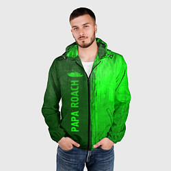 Ветровка с капюшоном мужская Papa Roach - green gradient по-вертикали, цвет: 3D-черный — фото 2