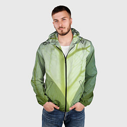 Ветровка с капюшоном мужская Макро съемка листа, цвет: 3D-черный — фото 2