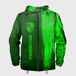 Ветровка с капюшоном мужская Porsche - green gradient по-вертикали, цвет: 3D-черный