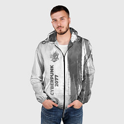 Ветровка с капюшоном мужская Cyberpunk 2077 - white gradient по-вертикали, цвет: 3D-черный — фото 2