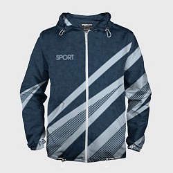 Мужская ветровка Sport синий текстурный с полосами